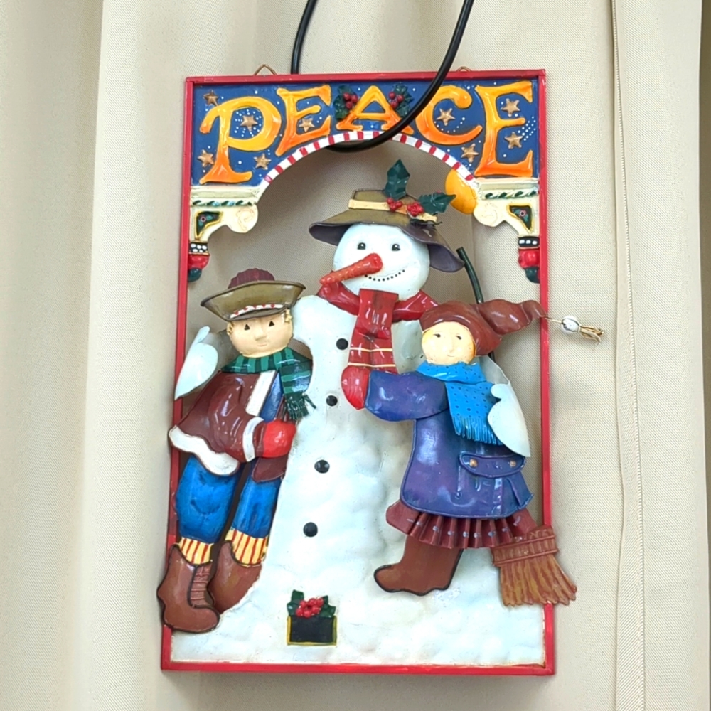 Mary Engelbreit 3D Metal Wall Hanging PEACE Christmas Winter 8 X 12